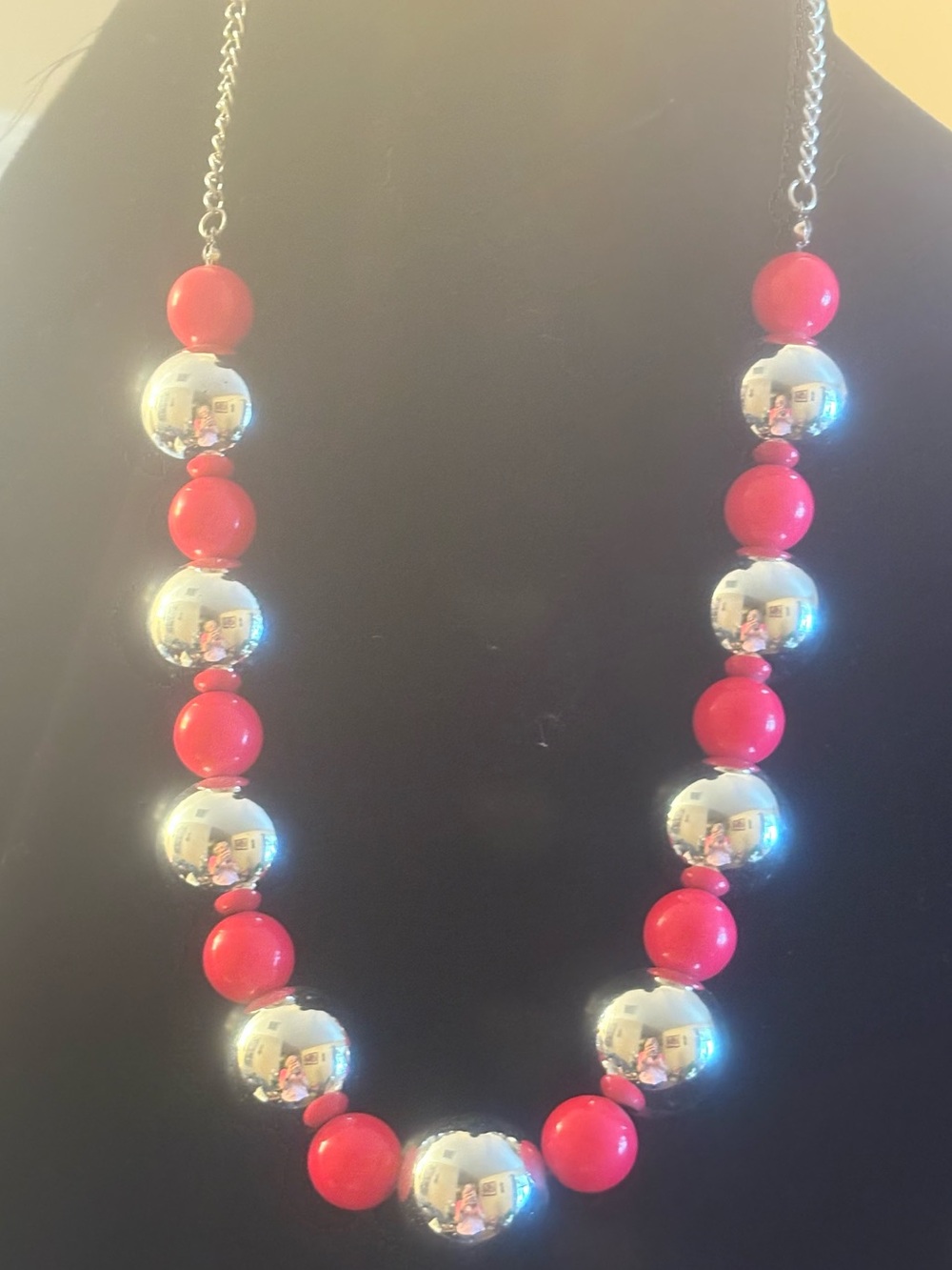 Classic Pink and Silver Beaded Necklace - Women Jewelry